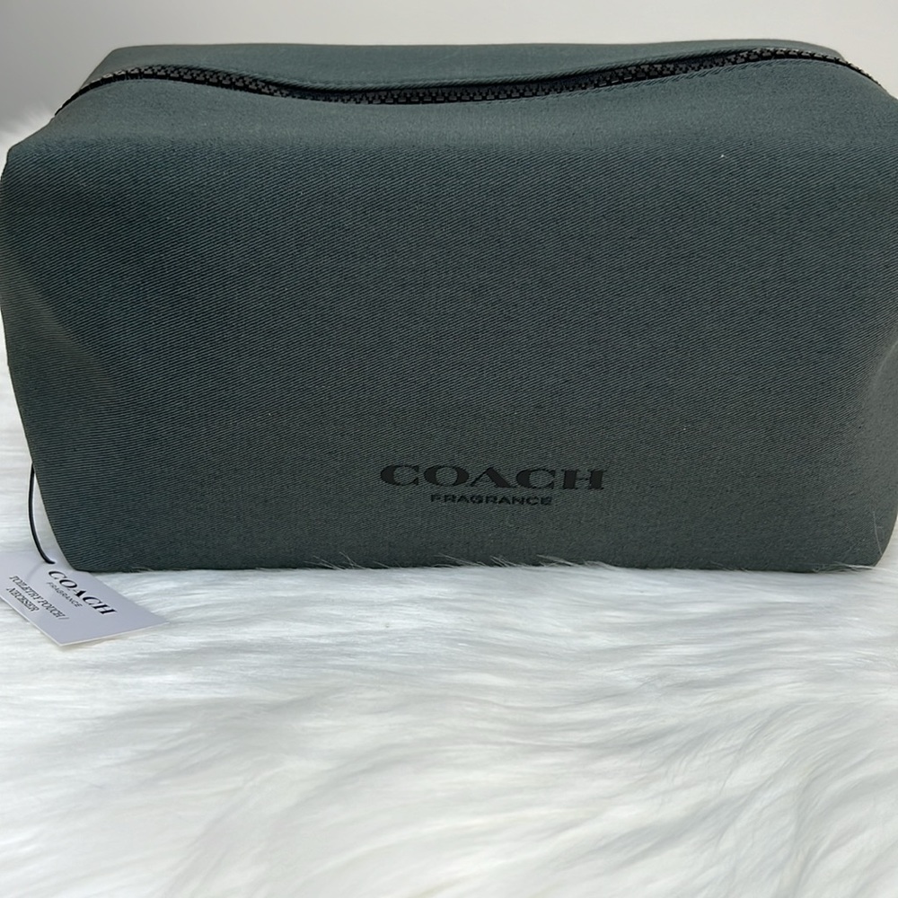 NWT Coach Fragrance Green Toiletry Pouch, Cosmetics Bag, Makeup Bag, Travel Bag